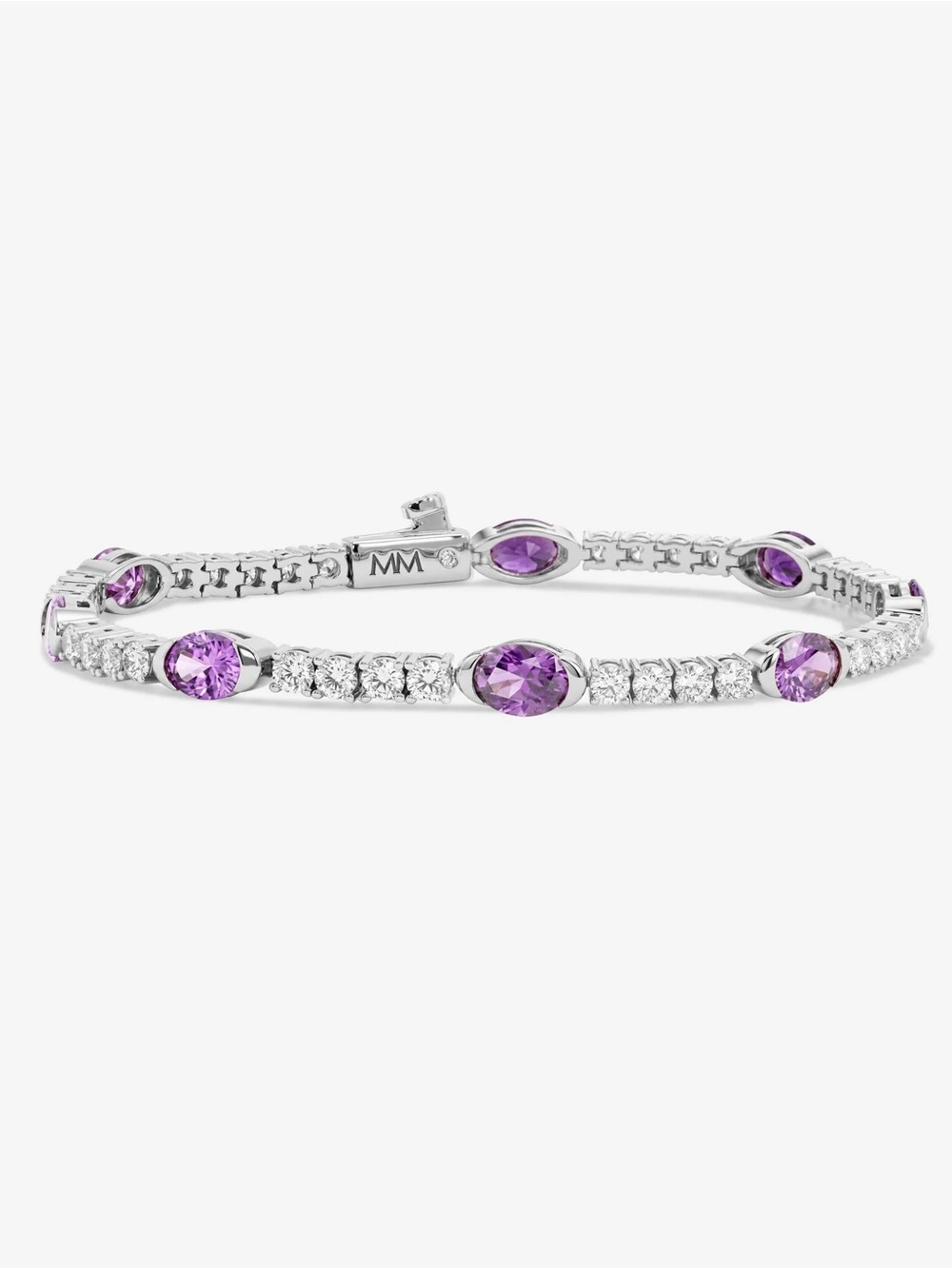 Limited Edition Melinda Maria Silver Bracelet with Simulated Amethyst Stones